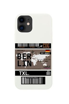 Iphone 12 Berlin Bilet Tasarımlı Beyaz Telefon Kılıfı MCIP12LBERL