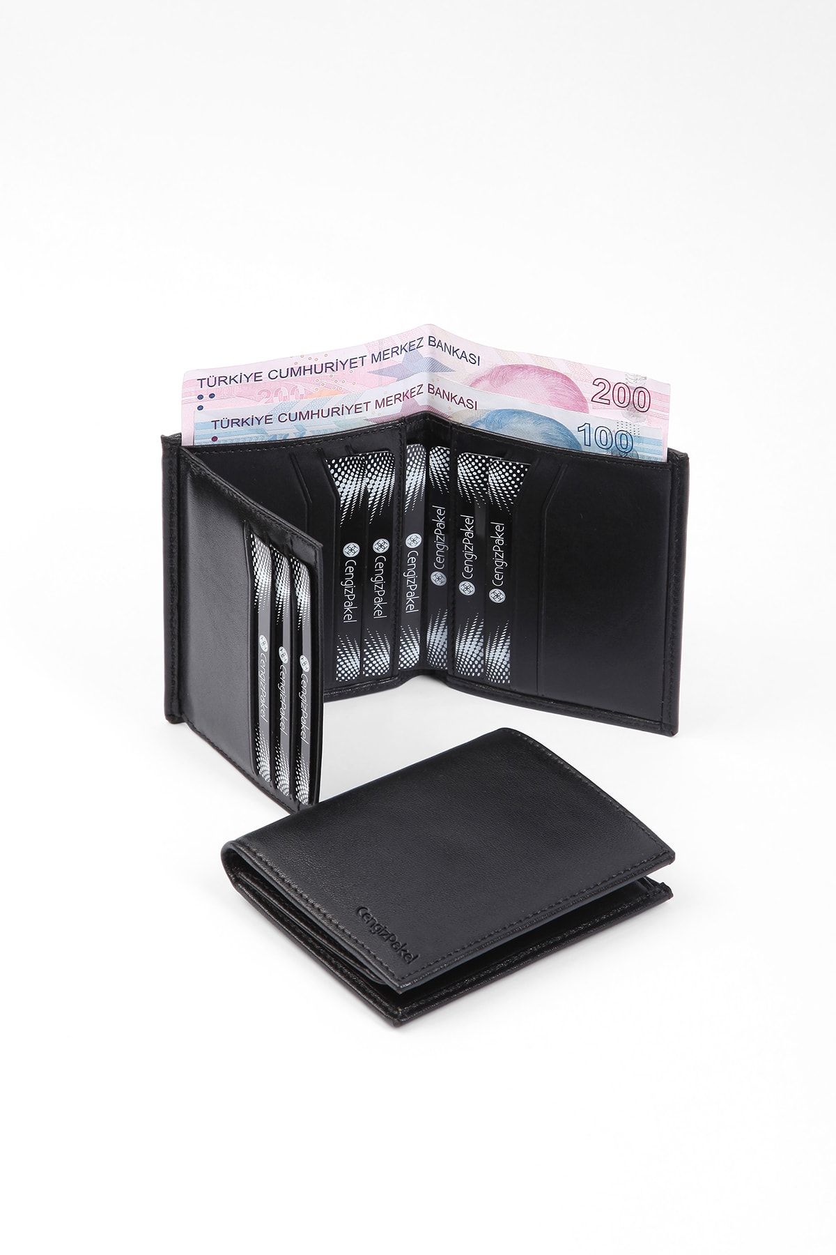 کیف پول مردانه سیاه چرمی واقعی Cengiz Pakel