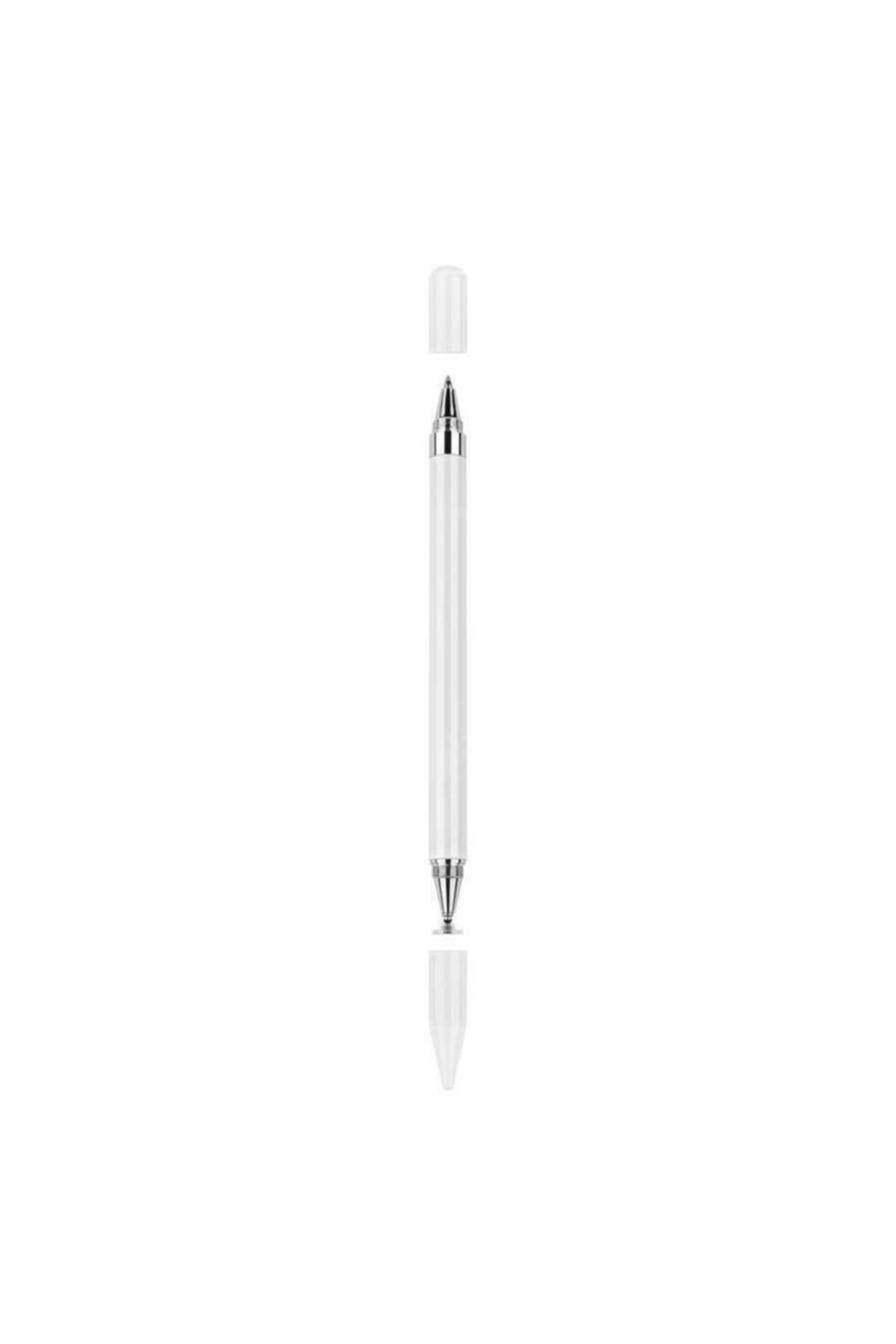 Dokunmatik Passive Stylus Kalem Tablet Telefon Bilgisayar Kalemi 2 In 1 Beyaz 7