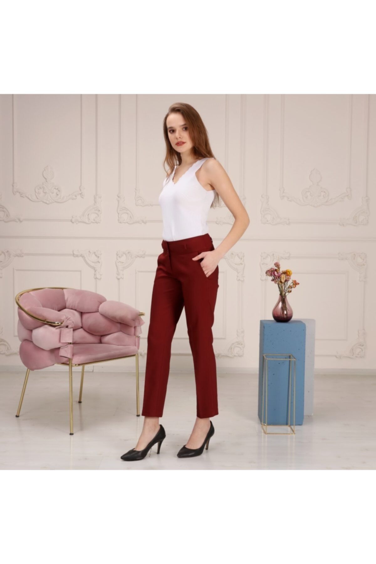 Kadın Fileto Cep Bilek Boy Pantalon
