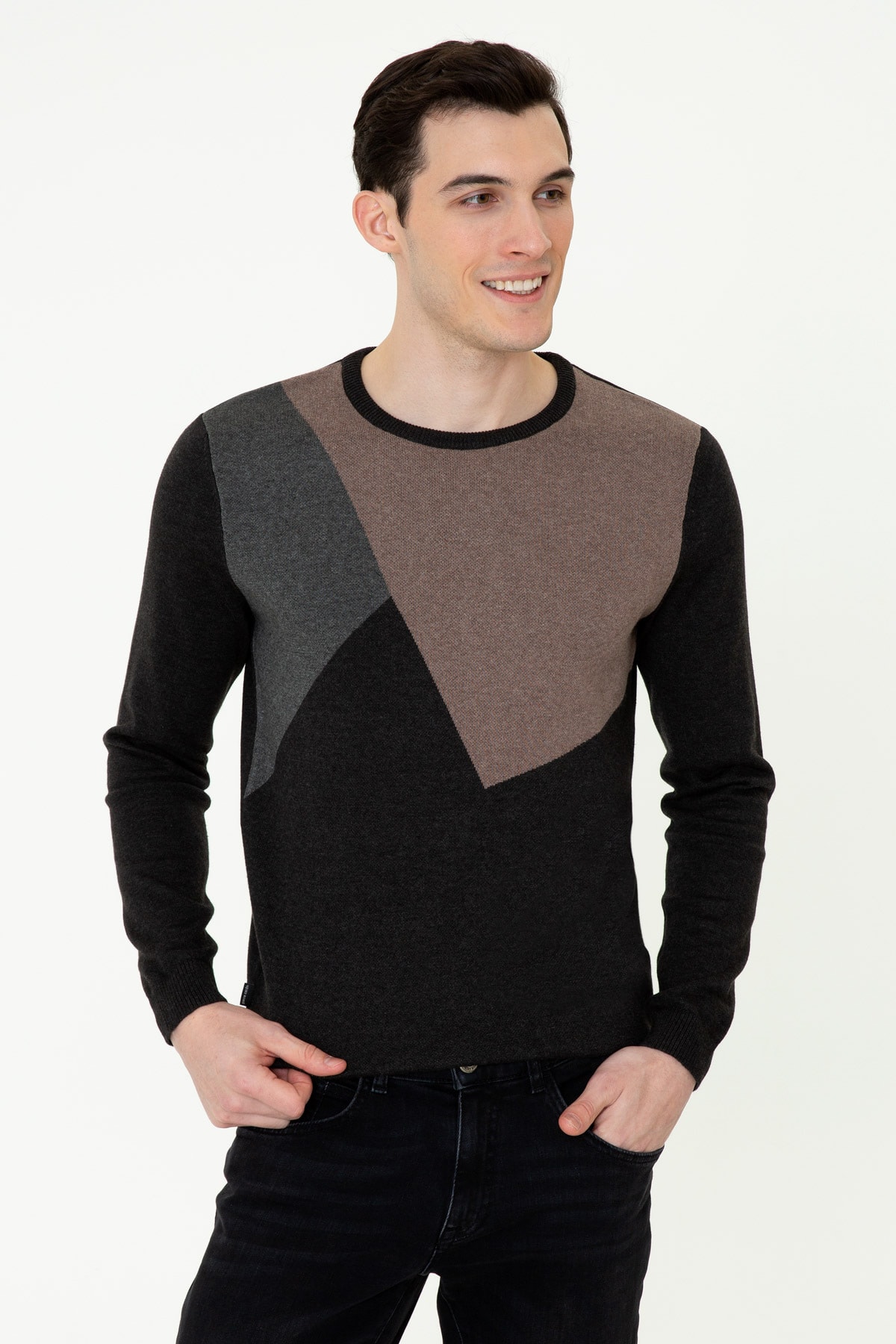 پیر کاردین پلیور مردانه خاکستری ملانژ G021SZ0TK.000.1388122