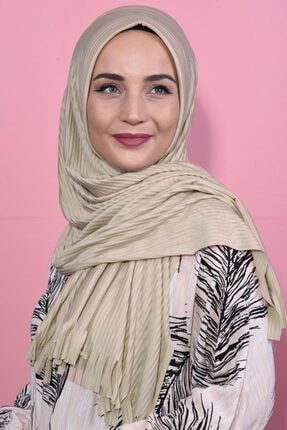 Hazır Pliseli Hijab Şal Bej 185-05