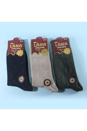 Kadın Koyun Yünü Lambswool Kışlık 3'lü Set Çorap MK-CRP100010
