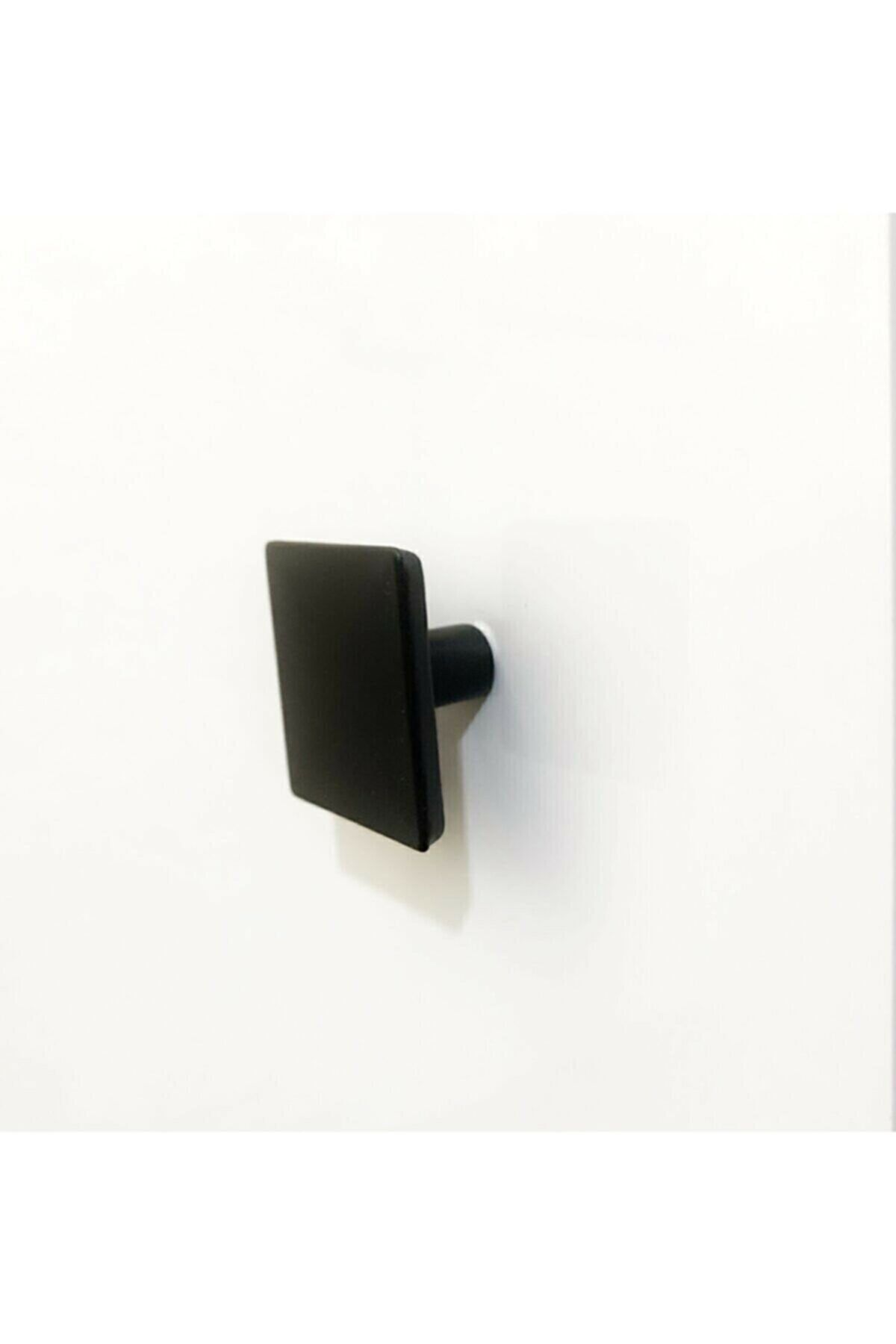 HİLAL AKS-Square Button (5 Pieces) Single Hole Matte Black Cabinet Drawer Wardrobe Furniture Handle 3