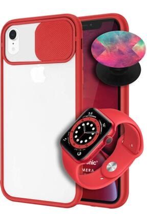 Uyumlu Apple Watch 3 44mm Kordon + Iphone Xr Kamera Sürgülü Kılıf + Popsocket / Uyumlu Kordon-10783