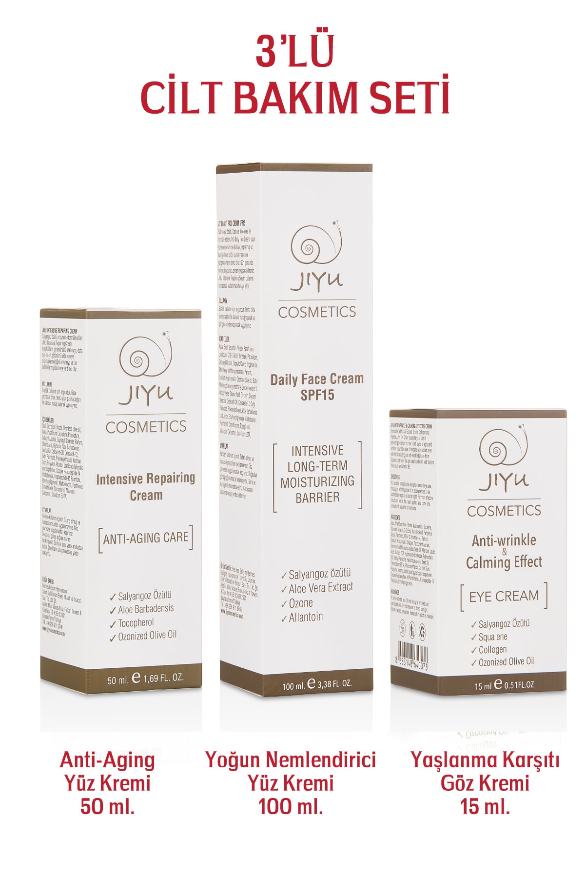 Yaşlanma Karşıtı Göz Kremi + Anti-aging Yüz Kremi + Yoğun Nemlendirici Yüz Kremi 3'lü Set
