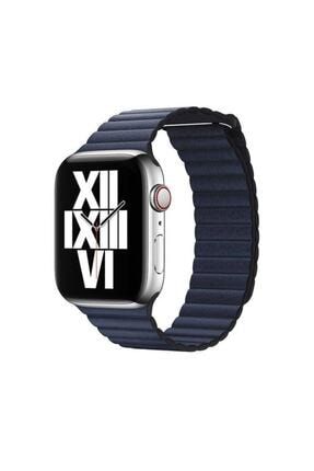 Apple Watch Seri 2/3/4/5/6/se 40mm Deri Lop Kordon Lacivert / Uyumlu Kordon-15474