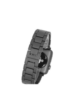 Apple Watch Seri 2/3/4/5/6/se 44mm Mat Seramik Metal Kordon Siyah / Uyumlu Kordon-15455