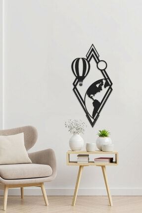 Uçan Balon Dünya Tasarımlı Dekoratif Duvar Metal Tablo (19x39cm) TYC00353086239