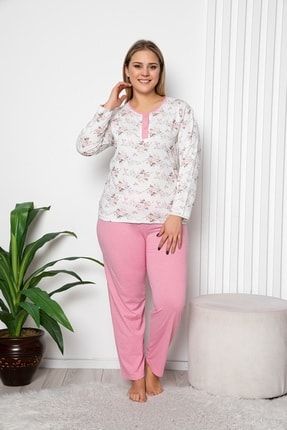 Uzun Kollu İnce Çiçekli Bayan Pijama Takımı MNLN2000