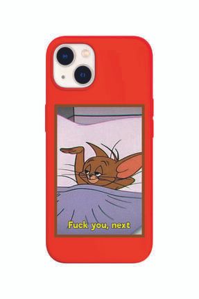 Iphone 13 Kırmızı Lansman Sevimli Jerry Tasarımlı Dayanıklı Kılıf IP13-LSJ27