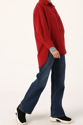 Kırmızı Oversize Arkası Uzun Gömlek Tunik 22OW51061AL0