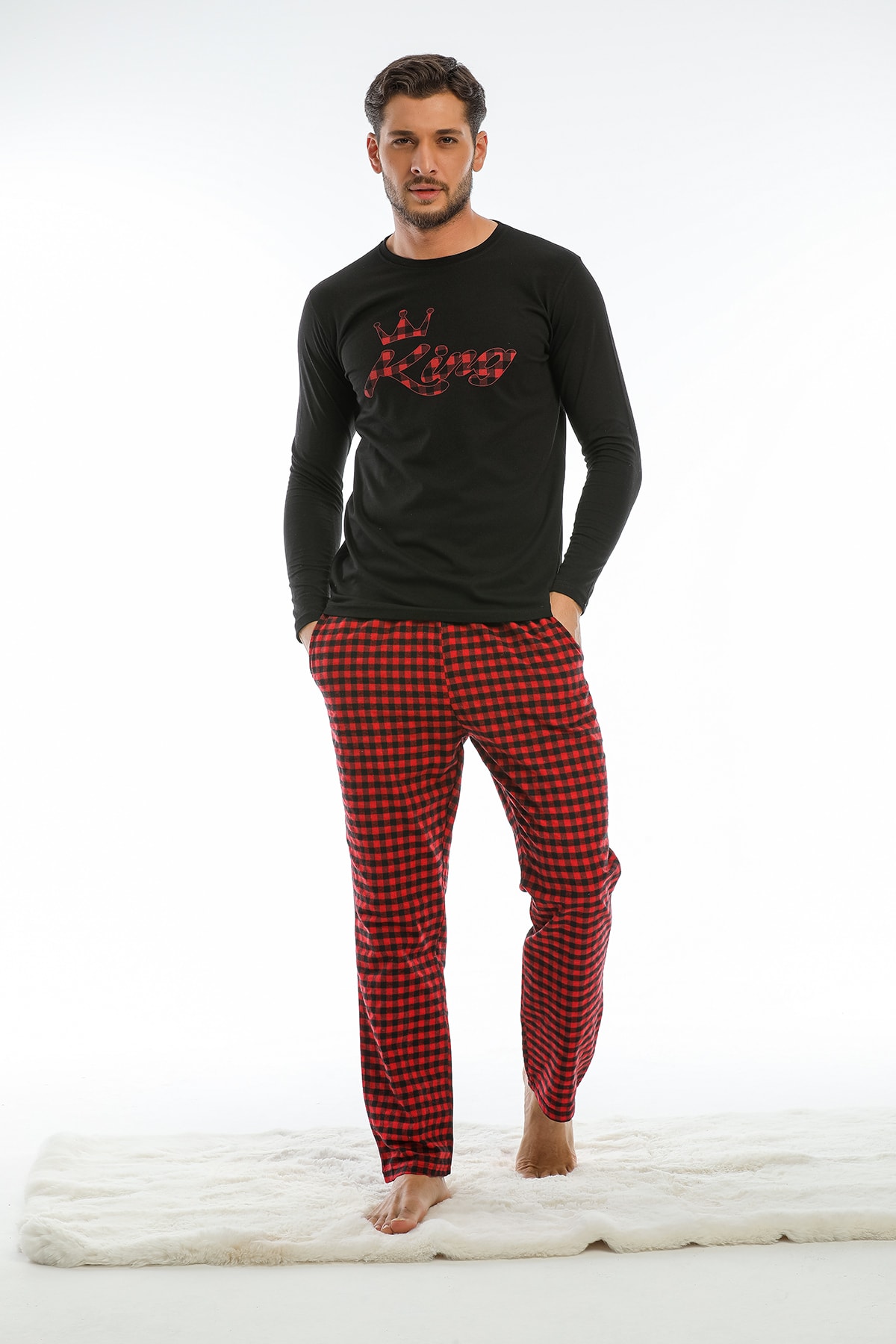 Moda Clubu ? Erkek King Ekose Pijama Takımı (ÇİFT PİJAMASI YAPILABİLİR) Slim-fit Kalıp
