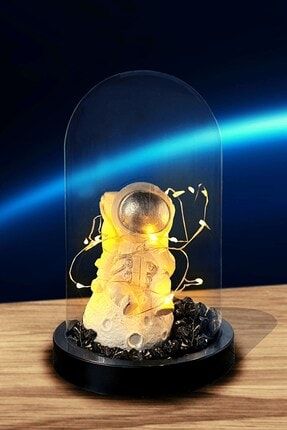 Dekoratif Hediye Nasa Ay Üzerinde Astronot Temalı Led Işıklı Pilli Mika Fanus SGAEYE-KH7581759