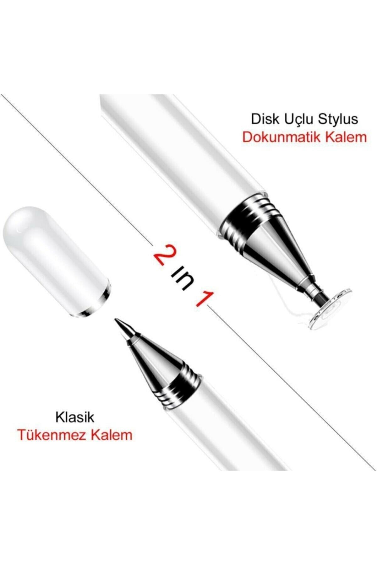 Dokunmatik Passive Stylus Kalem Tablet Telefon Bilgisayar Kalemi 2 In 1 Beyaz 4