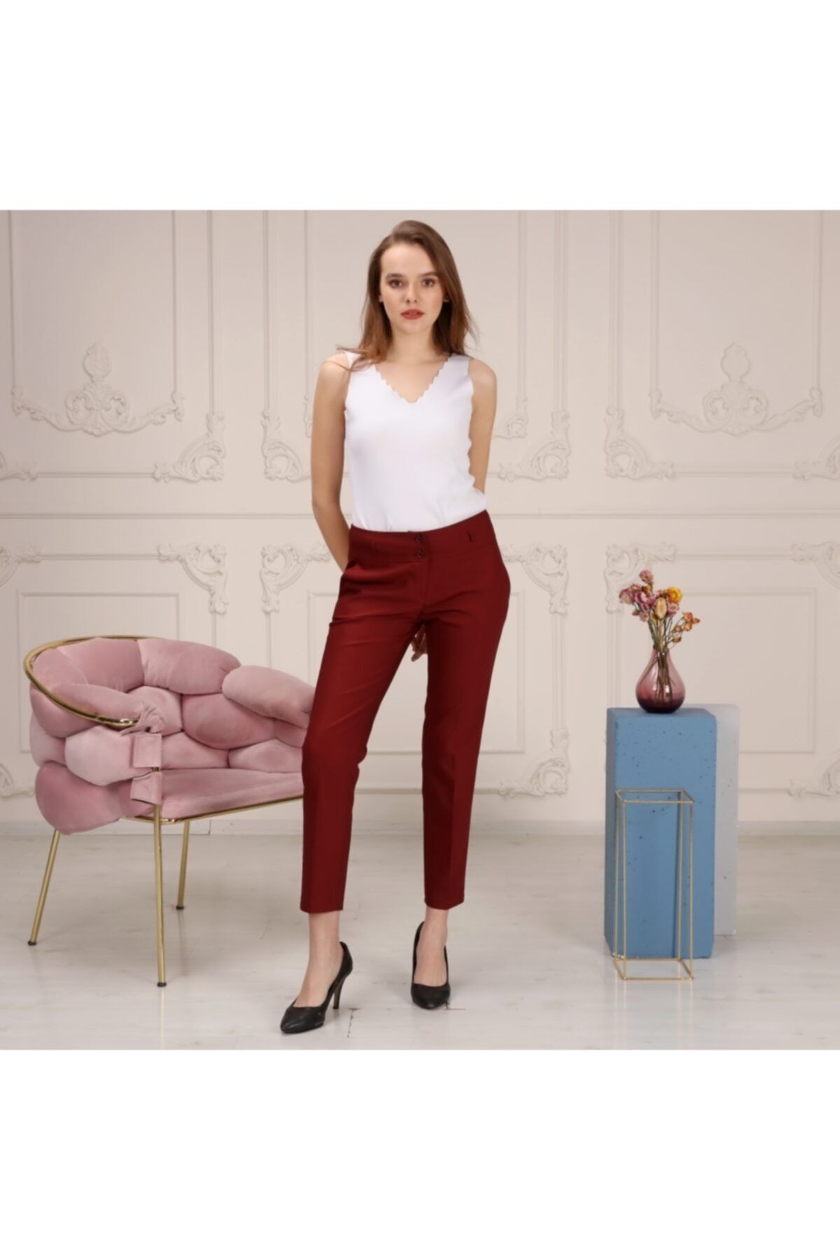 Kadın Fileto Cep Bilek Boy Pantalon
