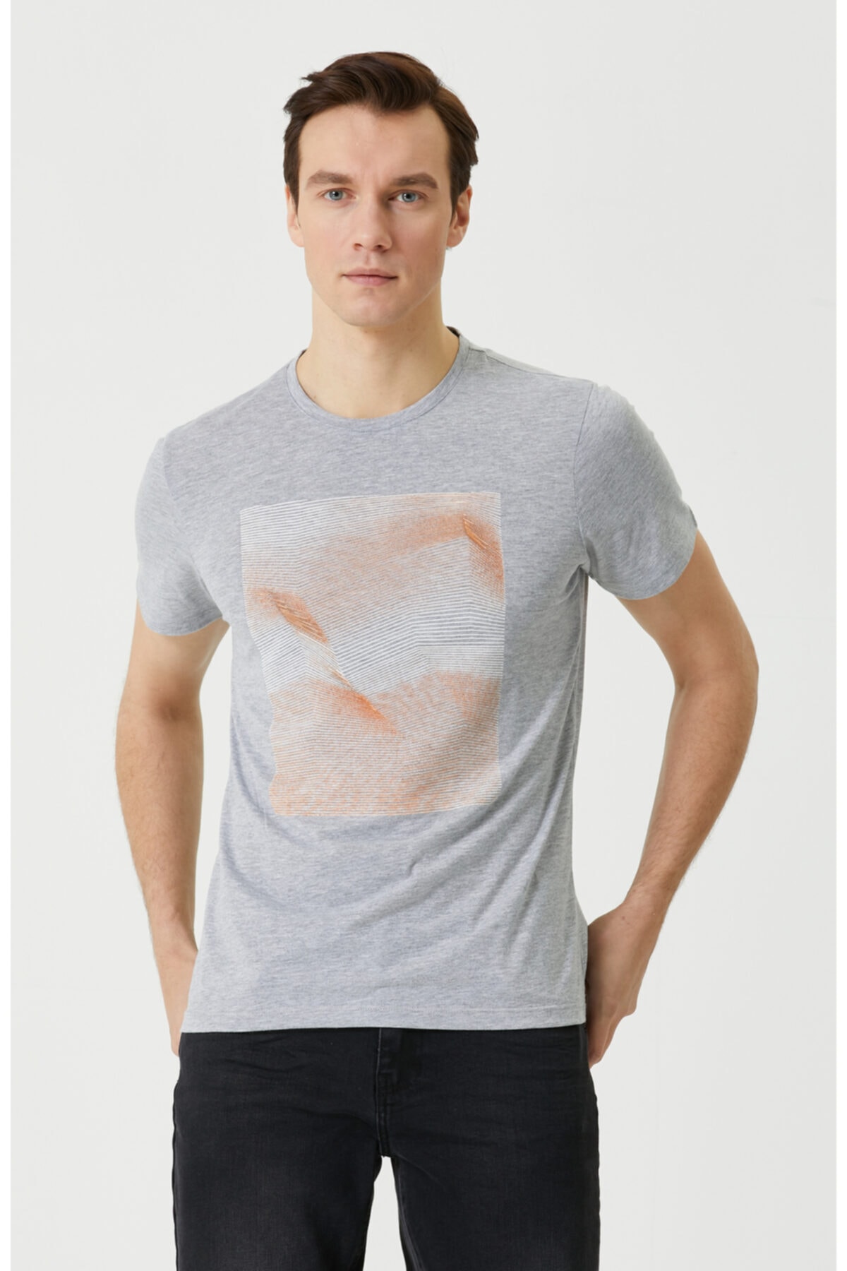 Network Slim Fit Gri Melanj T-shirt