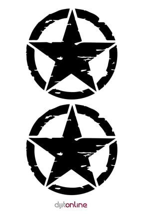 2 Adet Army Star - Askeri Yıldız Off Road Sticker 10x10 Cm djt1000008