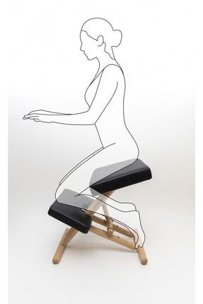 We Sit Up Ergonomik Dizleme Çalışma Koltuğu (beyaz Kayın, Siyah Deri, El Yapımı) (kneeling Chair) wsu00001