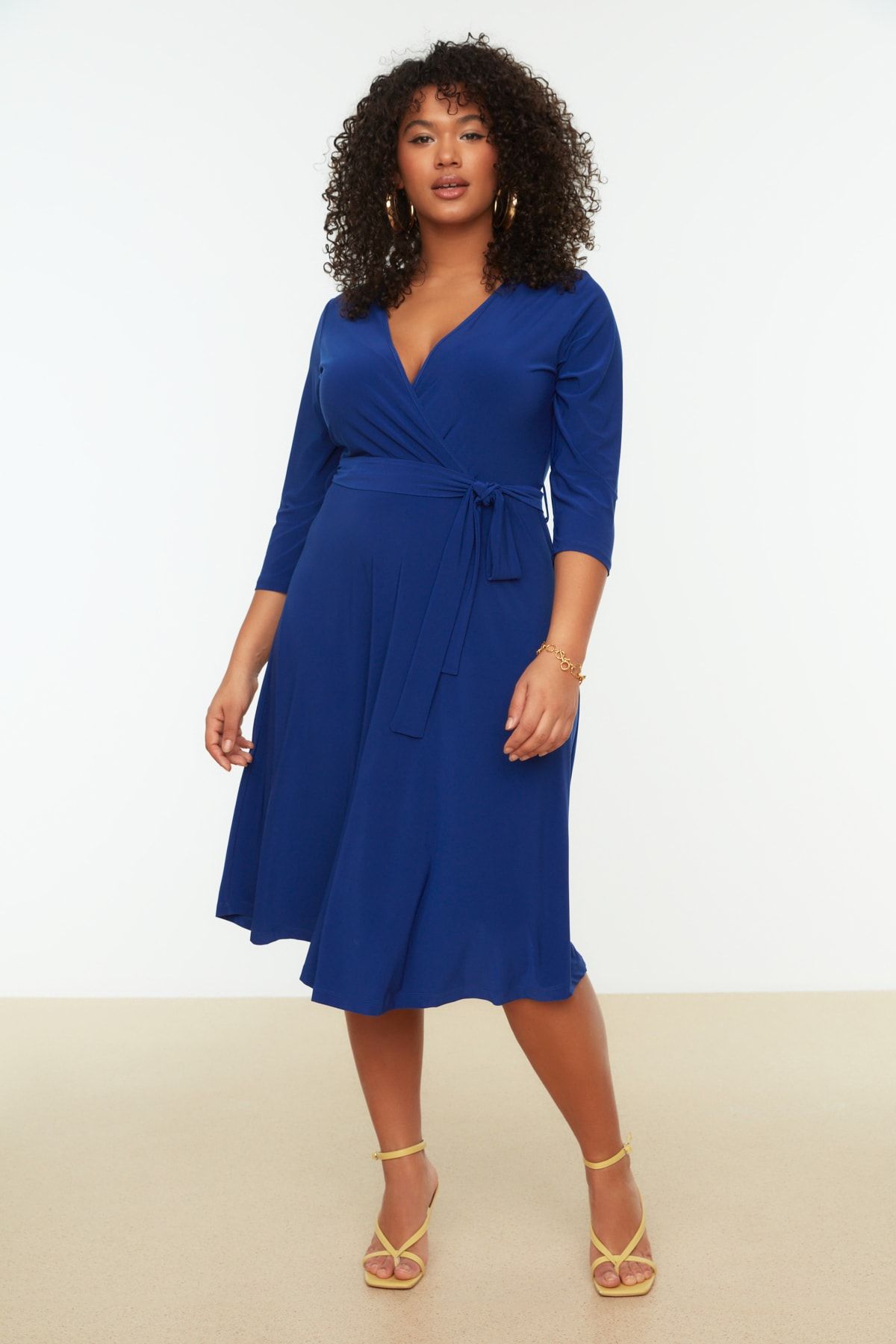Navy blue sale dress curvy