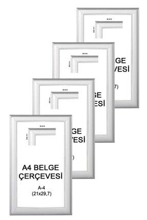 4 Adet A4-21x30 Cm-beyaz-gümüş-4-sertifika Fotoğraf Çerçevesi A4-1