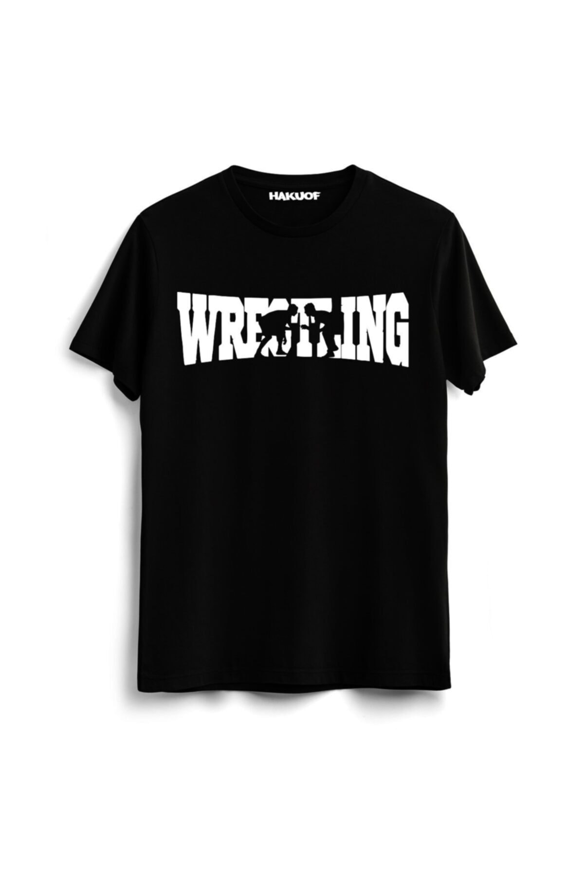 hakuof Baskılı Pamuklu Güreş Tişört Wrestling Design T-shirt