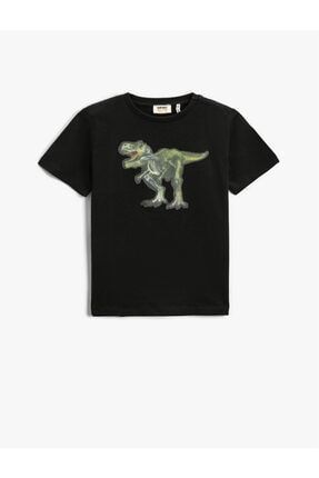 Dinozor Hologramlı Kısa Kollu Tişört Pamuklu 2SKB10096TK
