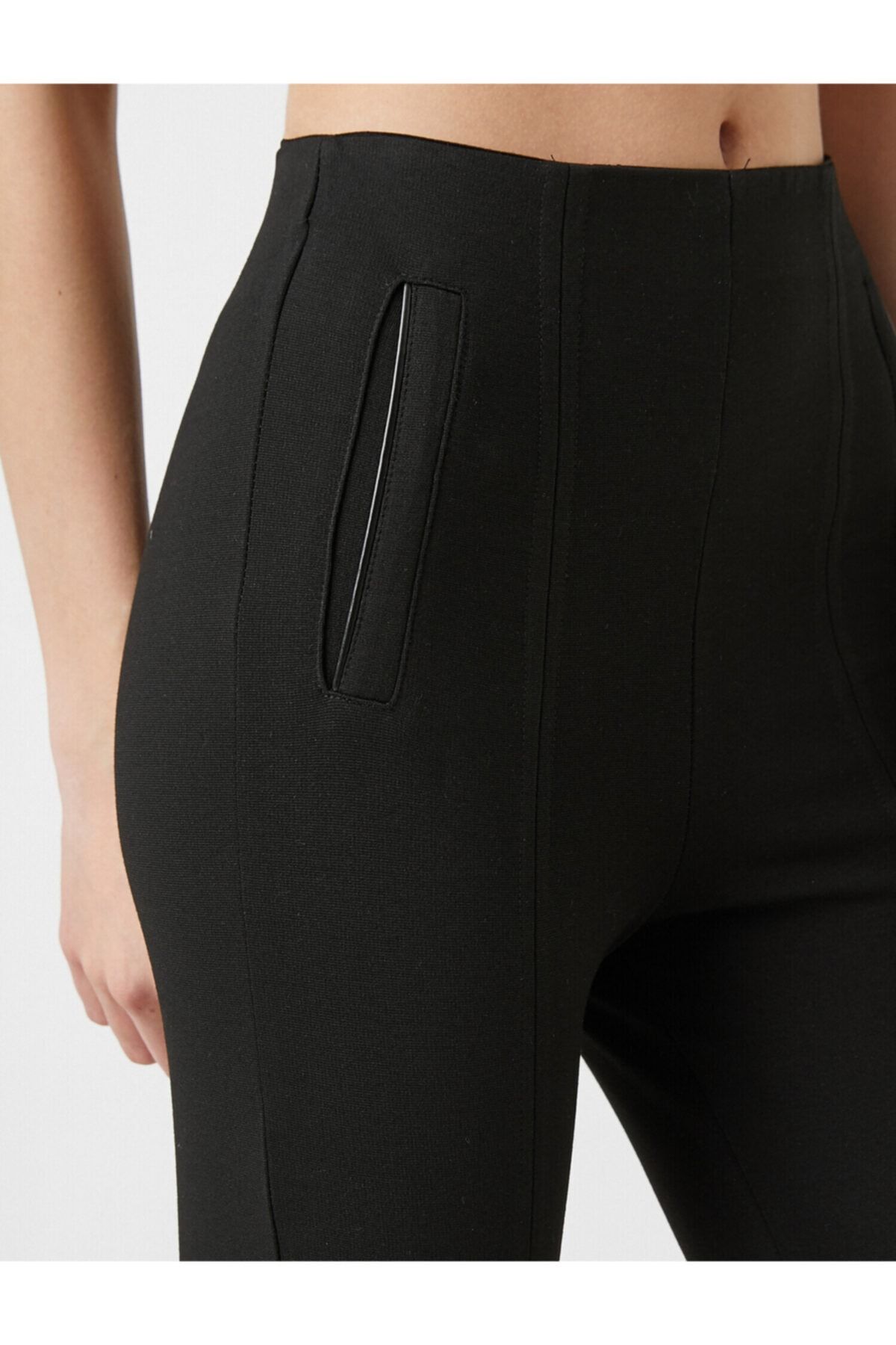 Koton Leggings Schwarz Mittlerer Bund FN6889