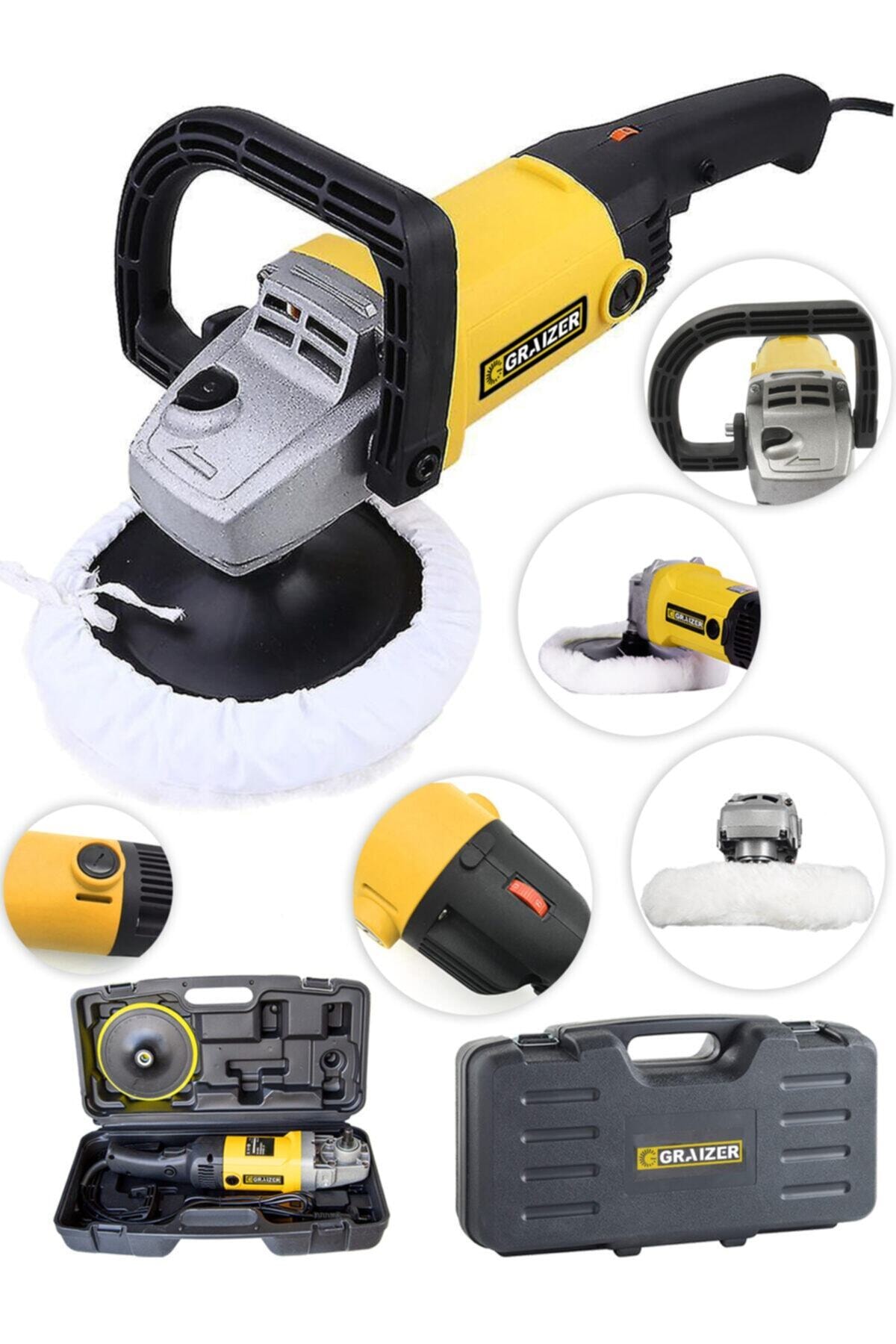 Graizer Alman 4000 Watt Bakir Sargili 6 Kademe Devirli Polisaj Makinasi Zımpara Pasta Cila Makinesi Çantasiz