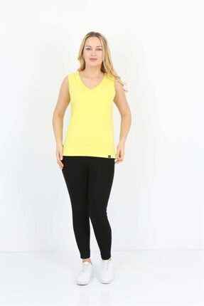 Sarı Sıfır Kol V Yaka T-shirt 1040