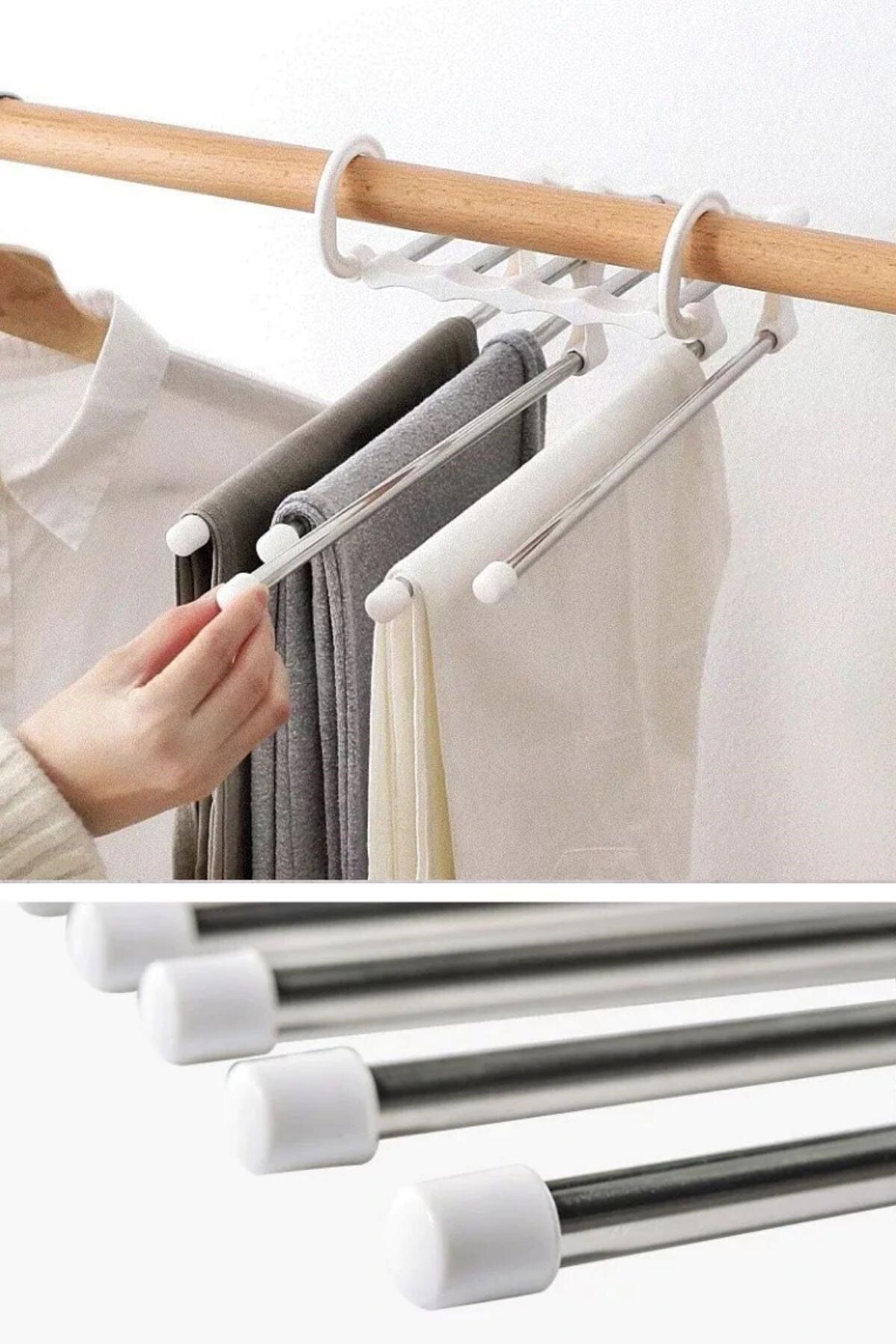 Buffer-® 4 Pieces Movable Closet Pants Tie Shawl Organizer Layered Hanger Organizer 6