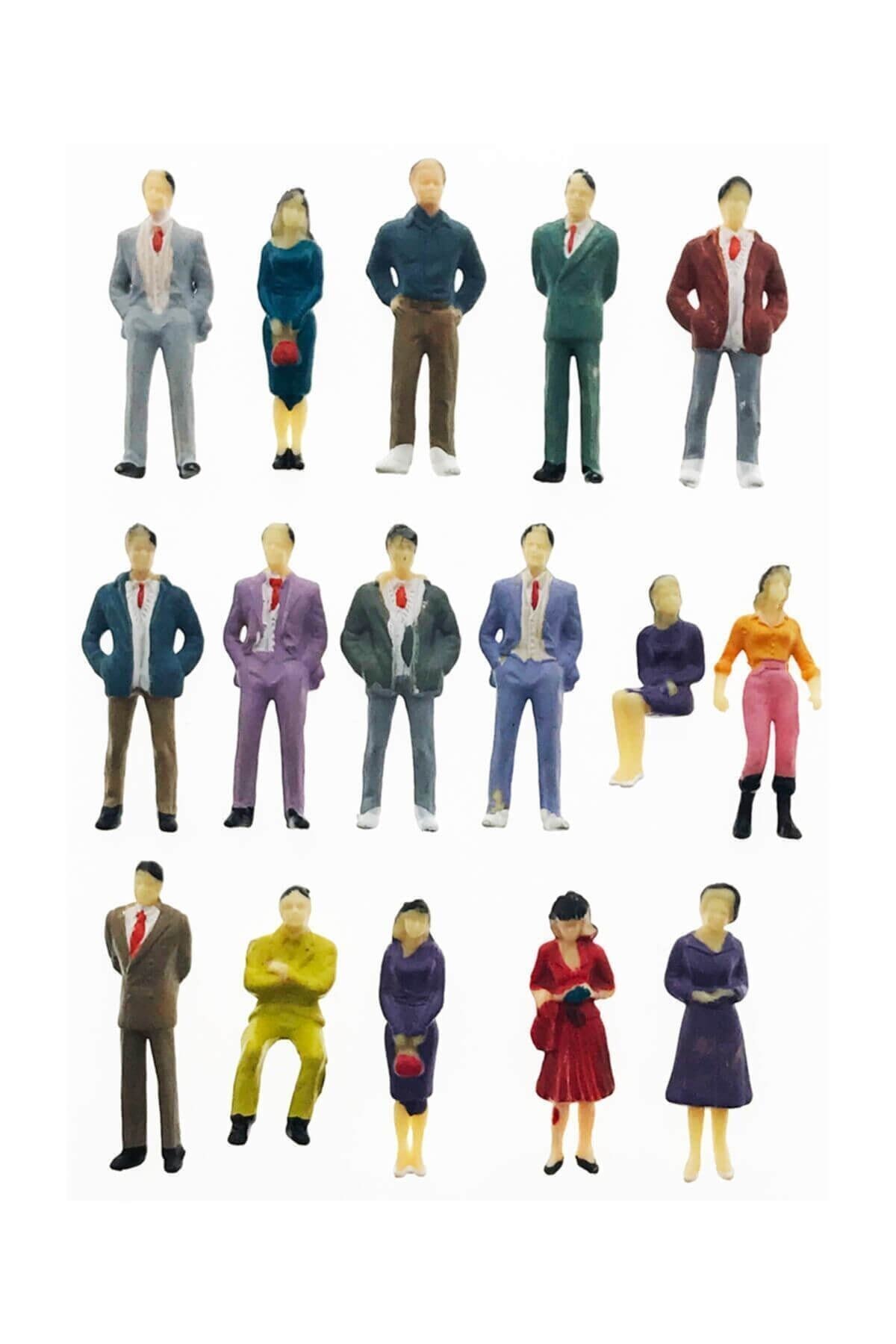 hobi24 10 Adet Maket Insan Figür - Renkli - 1/50 Ölçekli 1989-1 1:50