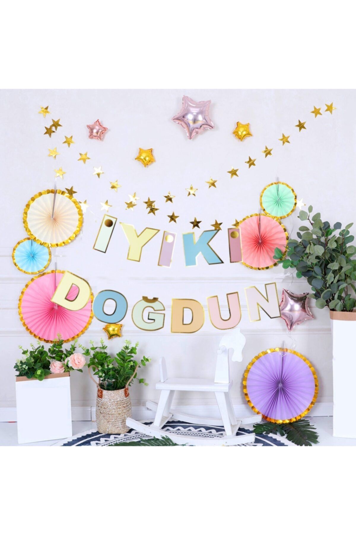 Big Party Banner Macaron Imprimat Cu Folie La Mulți Ani - One Size