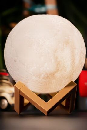 3D Ay Şeklinde Dekoratif Standlı Gece Masa Lambası 107605