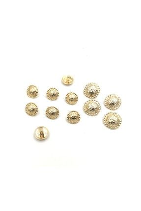 Gold Serisi Kabartma Desenli Ayaklı Blazer Düğme Set 22 Mm 4 Adet 15 Mm 8 Adet D-193Au