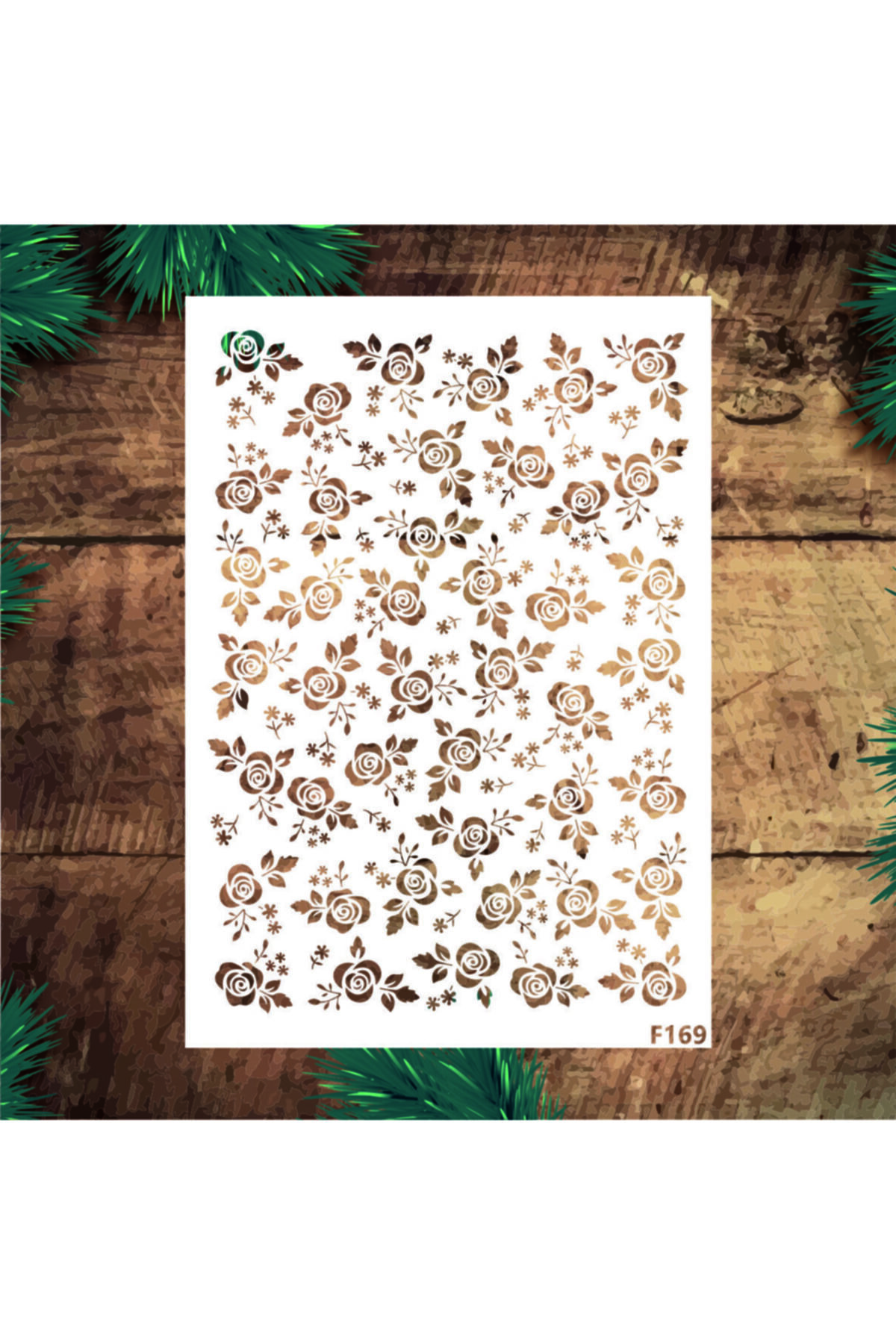 STENCİLTASARIM Stencil Tasarım F169 Güller - Dekoratif Duvar, Eşya, Fayans,kumaş Boyama Şablonları 21x30 Cm