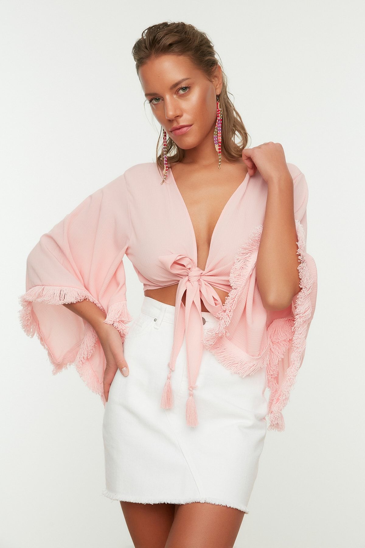 Trendyol Collection Bluse Rosa Regular Fit