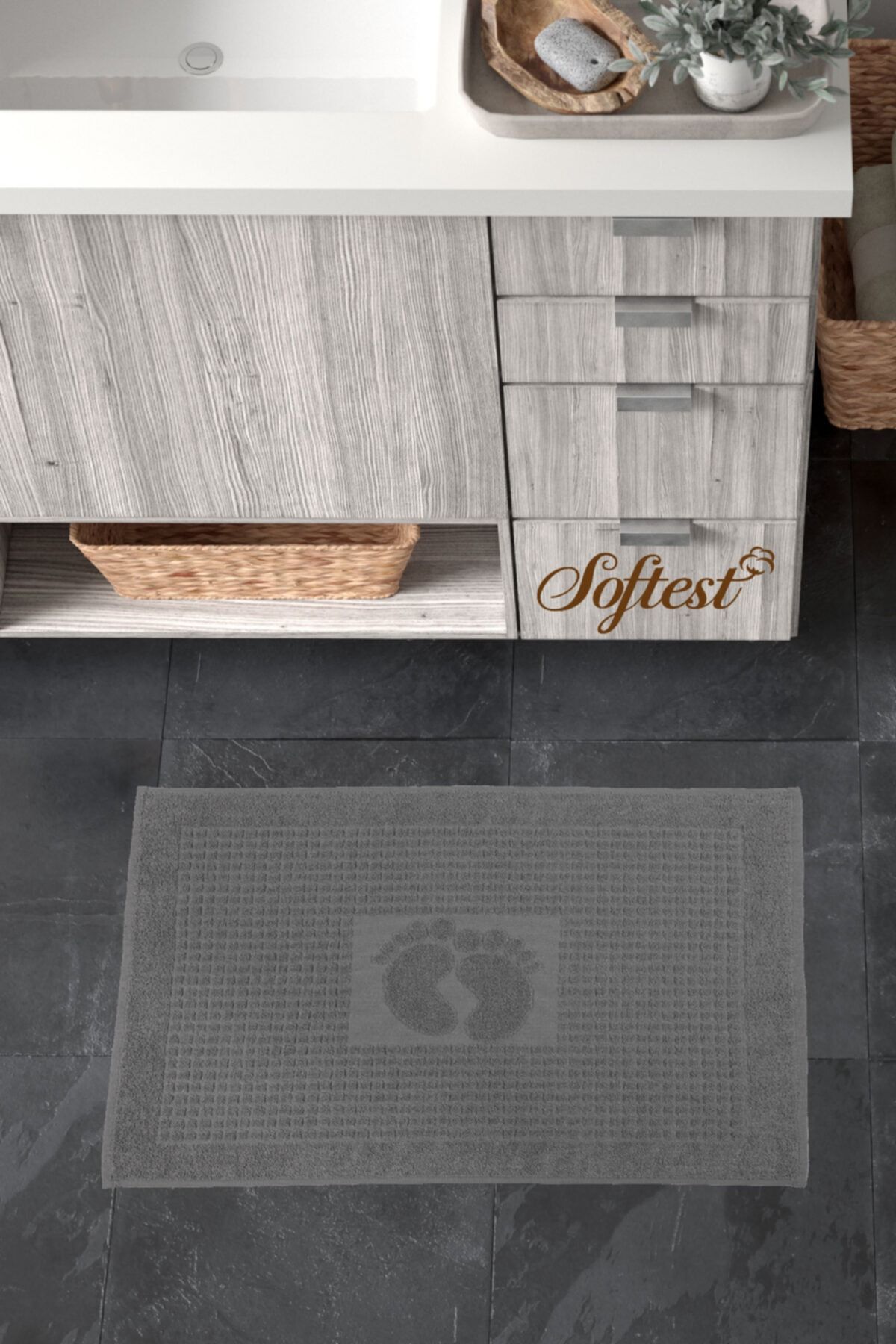Softest Antrasit 50x70 Cm Ayak Havlusu, Banyo Paspası