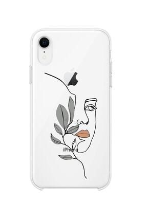 Iphone Xr Uyumlu Line Art Women Desenli Premium Şeffaf Silikon Kılıf IPHXRSLNEARTWOM