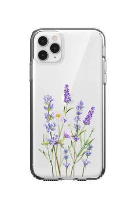 Iphone 11 Pro Uyumlu Lavender Desenli Premium Şeffaf Silikon Kılıf IPH11PSLVNDR