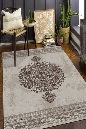 Dijital Baskılı Kaymaz Taban Krem Zeminli Otantik Kilim Desenli Koridor Halısı Ve Yolluk Halı AH0013