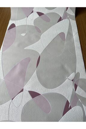 Beyaz Zemin Üzeri Gri-pembe Geometrik Desenli Ithal Vinly Duvar Kağıdı (5m²) 51265