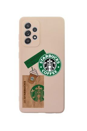 Samsung A72 Starbucks Desenli Lila Renkli Telefon Kılıfı EAA72STARBUCKS6