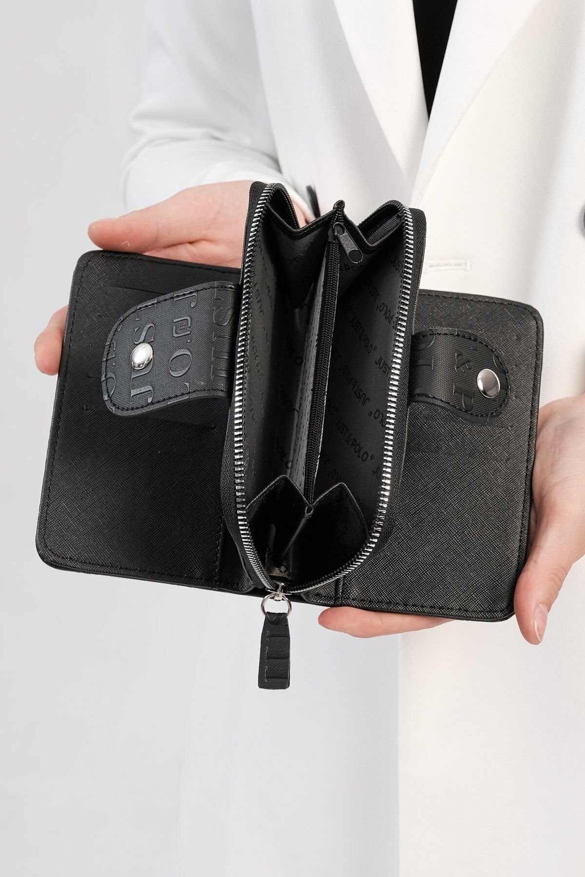 Just Polo Women s Black Card Holder Paper Money Wallet with Coin