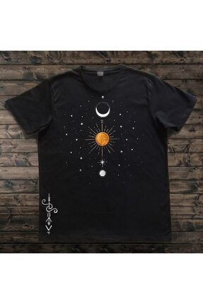 Güneş Ve Ay Baskılı Tişört (BURÇLAR) Astroloji Tasarım Ttat62