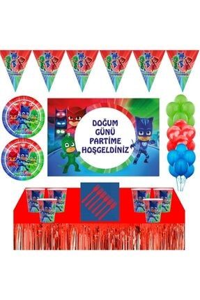 Pj Mask Doğum Günü Konsepti 24 Kişilik 50x70 Cm Afişli Pijamaskeliler Doğum Günü Seti Masa Etekli PRA-5501361-0062