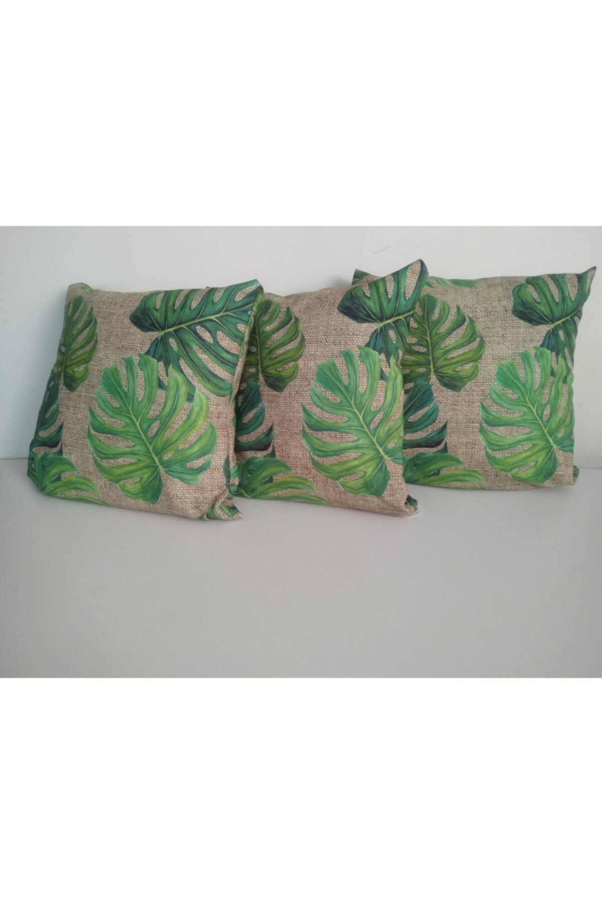 Ayşemce-Camel Sole Patterned Throw Pillow Cover, 3 Pieces 1