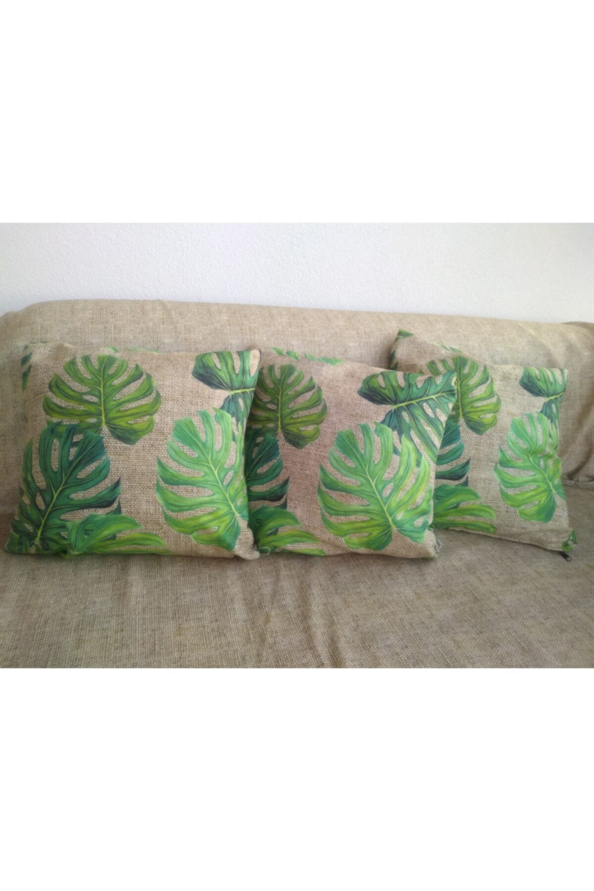 Ayşemce-Camel Sole Patterned Throw Pillow Cover, 3 Pieces 2