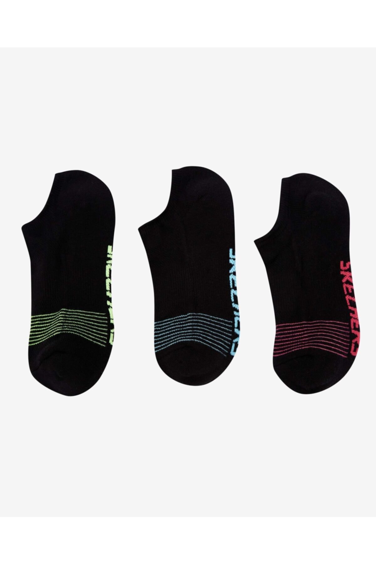 SKECHERS 3 Pack Low Cut Padded Socks Kadın Siyah Çorap