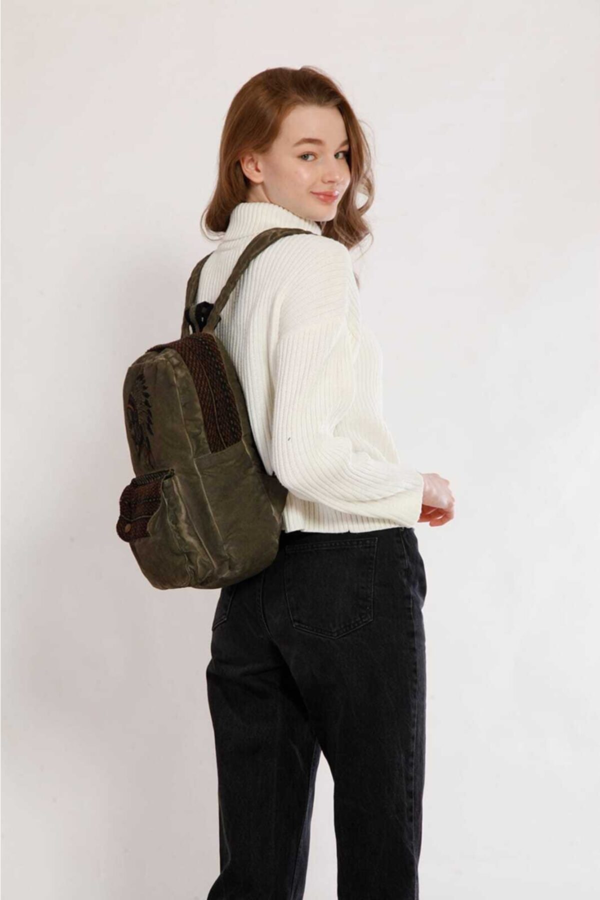 کوله پشتی زنانه سبز Street Bag | kızıl dereli اورجینال - تصویر 4